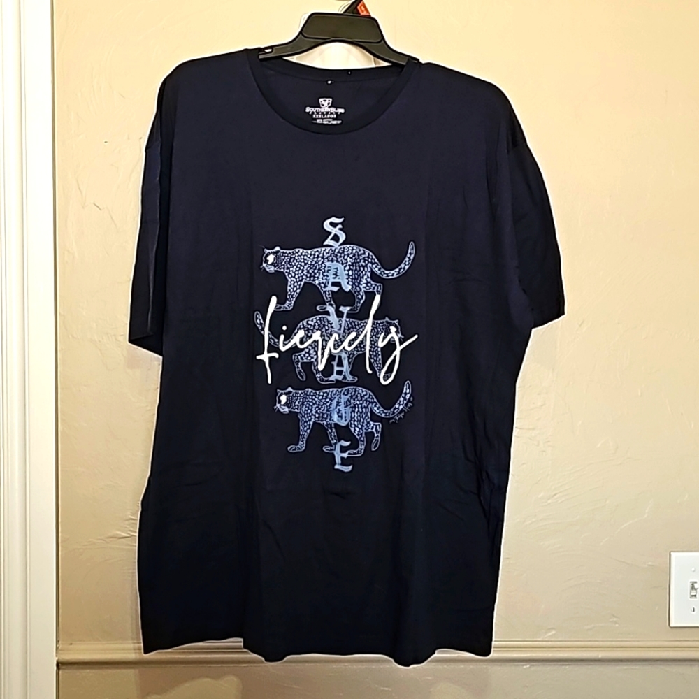 Navy fiercely savage tiger 3x tshirt New